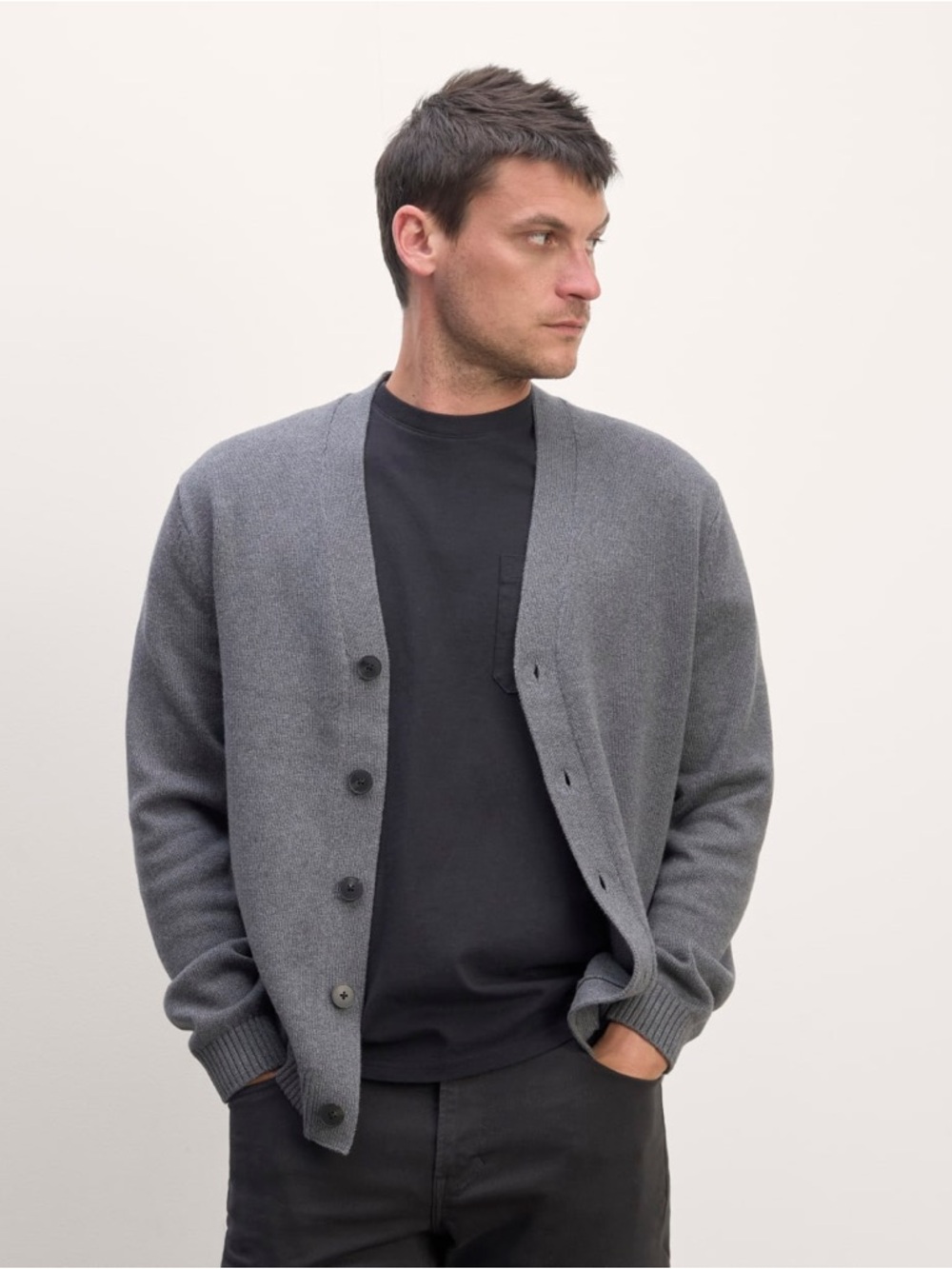Everlane Classic Cardigan in Everyday Cotton Gray Mens‎ Size S